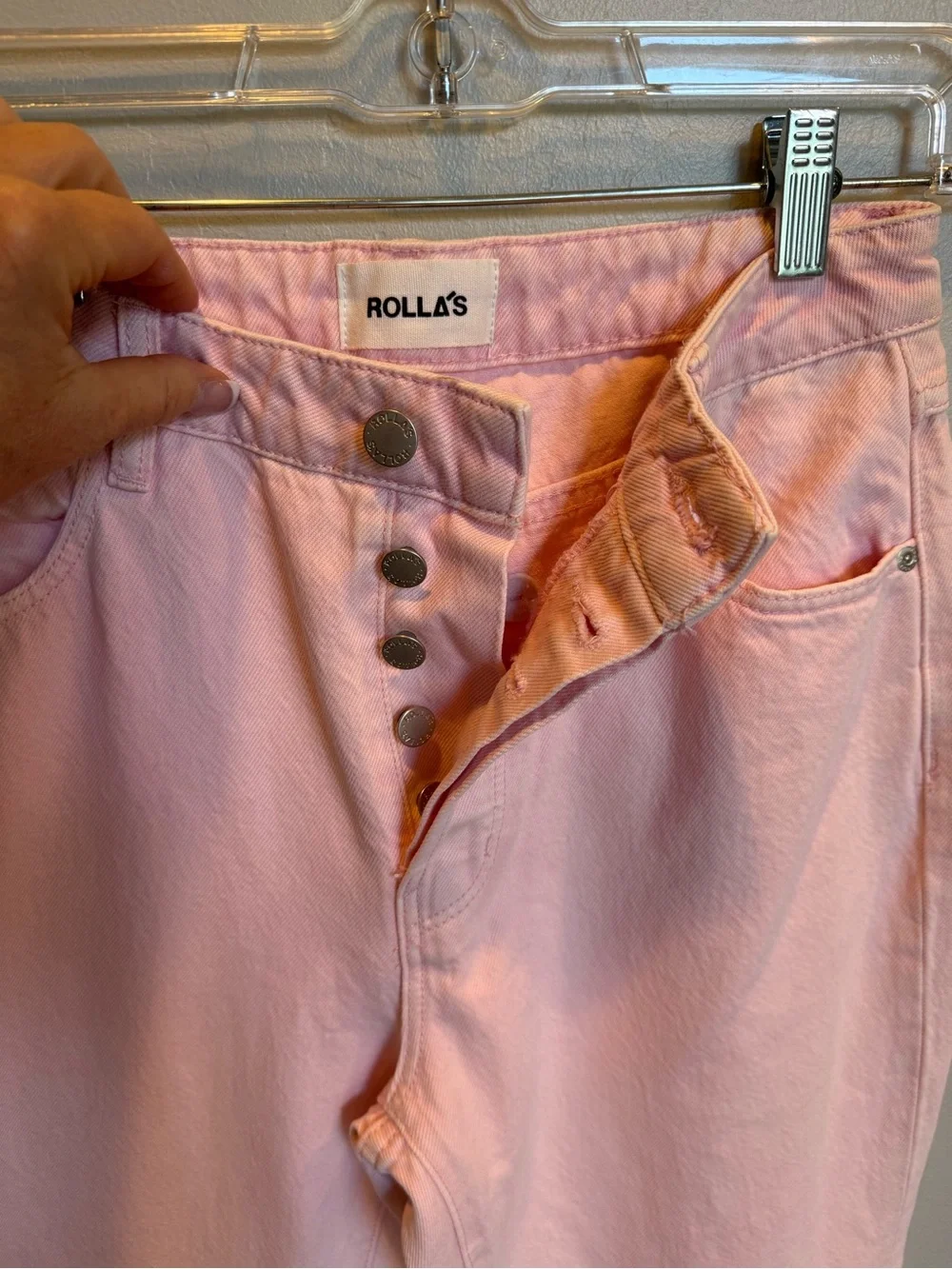 ROLLA'S Pastel Pink Straight Leg Jeans